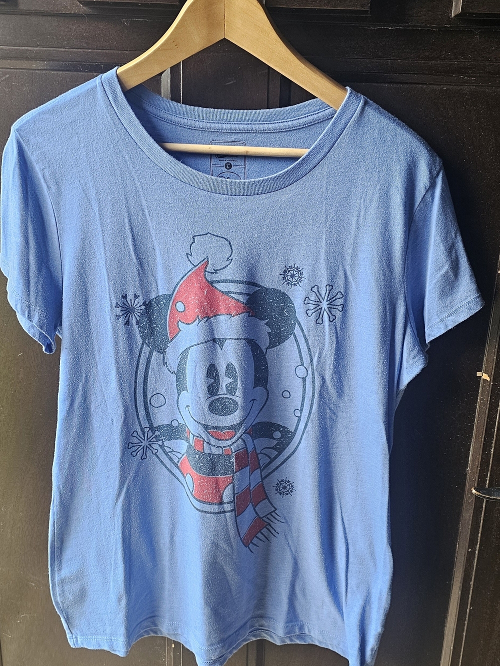 Old Navy Disney Mickey Mouse Holiday Graphic Blue & Red L